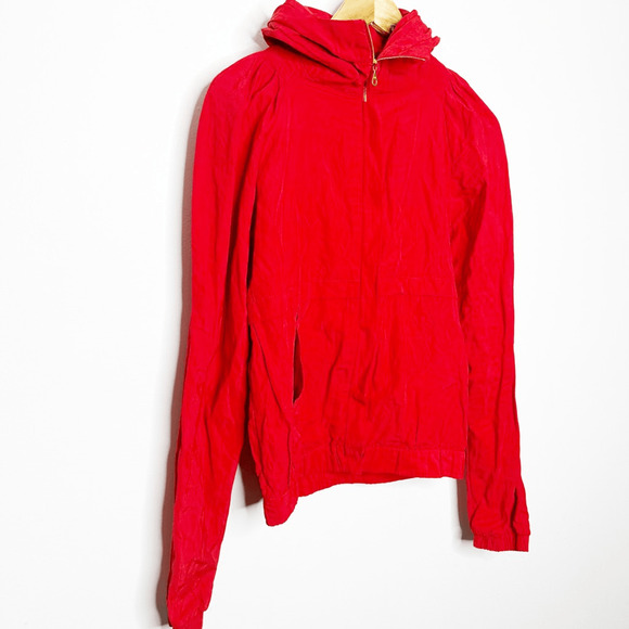 ALEXANDER WANG windbreaker RAINCOAT RED hooded designer womens M medium - Picture 3 of 8